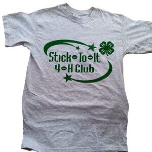 T-shirt Medium Stick-To-It 4-H Club Gildan Ultra Blend Gray 50/50 Cotton